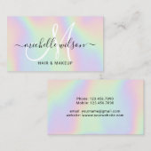 Holografisch monogramscript Makeup & Hair Salon Visitekaartje (Voorkant / Achterkant)