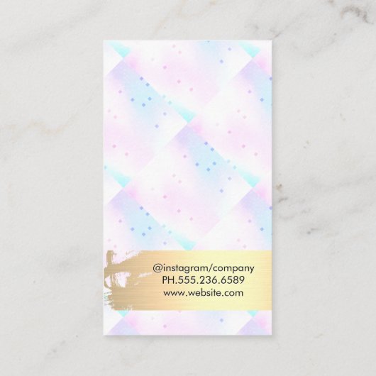 Holografisch Mozaïek Geometrisch | Goud Metaal Visitekaartje (Achterkant)