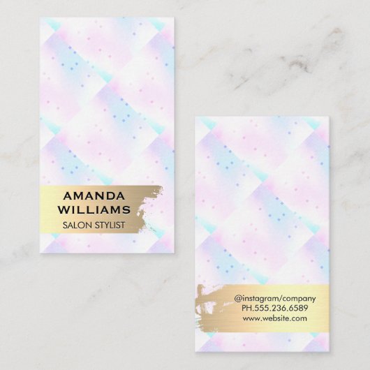 Holografisch Mozaïek Geometrisch | Goud Metaal Visitekaartje (Voorkant / Achterkant)