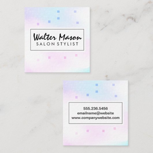 Holografisch Mozaïek Geometrisch Vierkante Visitekaartje (Voorkant / Achterkant)