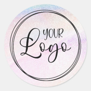 Holografisch Nep Glitter Regenboog Logo Ronde Sticker