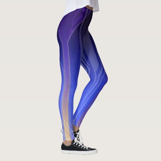 Holografisch Ocean Blue Sci-Fi-paneel Leggings (Rechts)