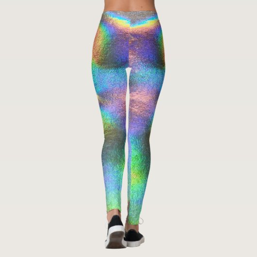 Holografisch ock Iridescent kleurige regenboog Leggings (Achterkant)