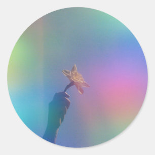 Holografisch olifantenkleurig trillend unicornLiqu Ronde Sticker