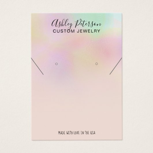 Holografisch ombre jeweling earing ketting display visitekaartje (Voorkant)