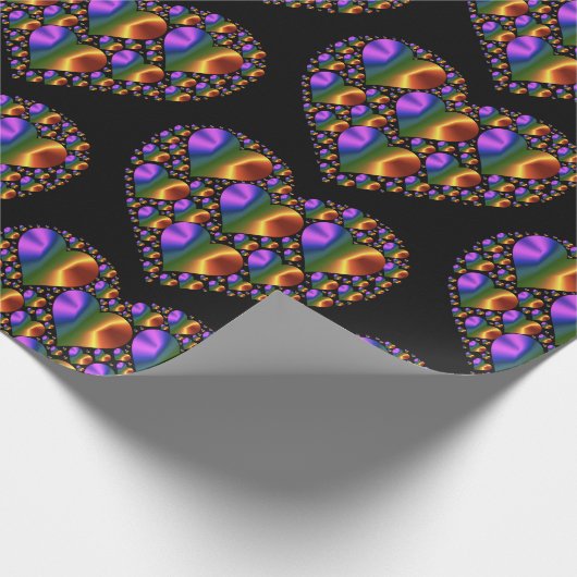 holografisch ontwerp hartpatroon cadeaupapier (Hoek)