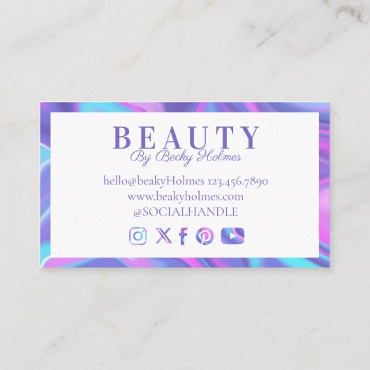 Holografisch ontwerp van Paarse en blauwe Waterver Visitekaartje (Achterkant)