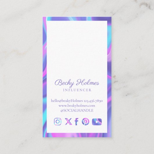 Holografisch ontwerp van Paarse en blauwe Waterver Visitekaartje (Achterkant)