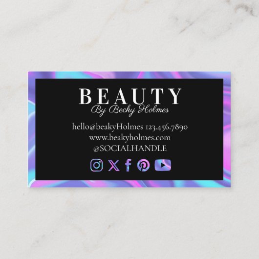 Holografisch ontwerp van Paarse en blauwe Waterver Visitekaartje (Achterkant)