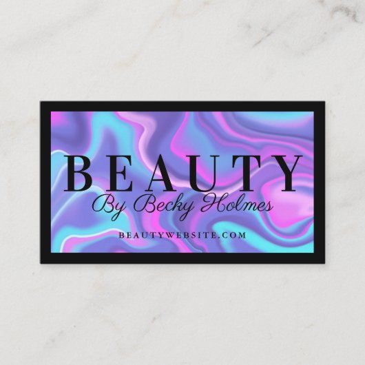 Holografisch ontwerp van Paarse en blauwe Waterver Visitekaartje (Voorkant)