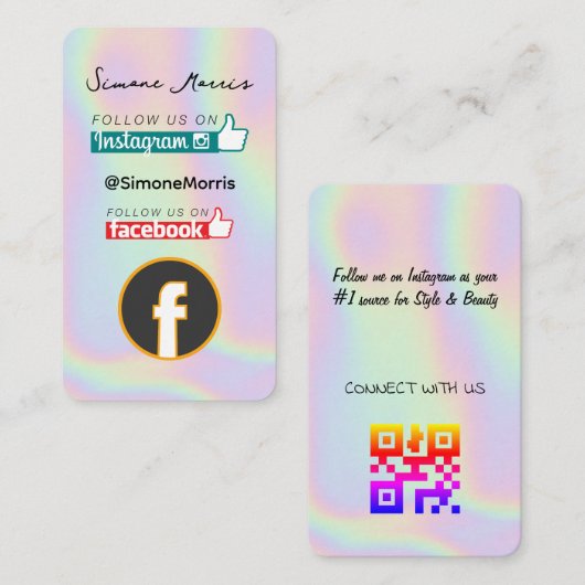 Holografisch ontwerp Visitekaartje (Voorkant / Achterkant)