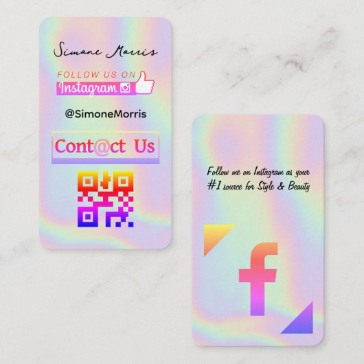 Holografisch ontwerp Visitekaartje (Voorkant / Achterkant)