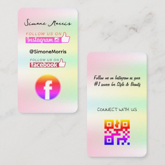 Holografisch ontwerp Visitekaartje (Voorkant / Achterkant)