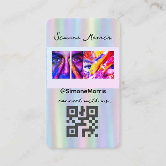 Holografisch ontwerpFoto sociale media QR-code Visitekaartje (Voorkant)