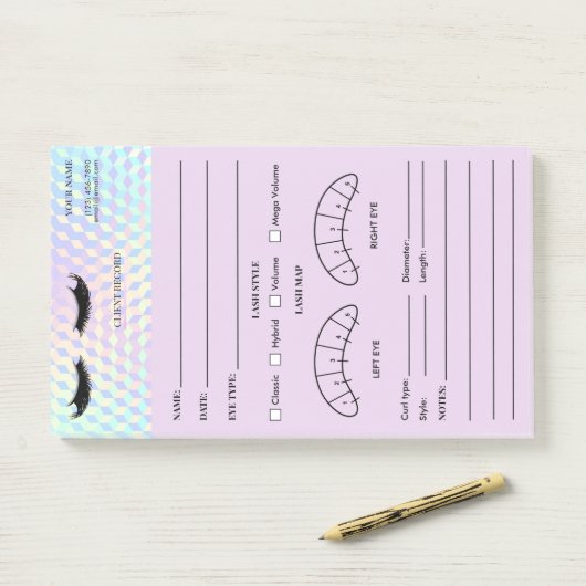 Holografisch Oogwimper Cliënt Registratieformulie Post-it® Notes (Op bureau)