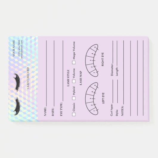 Holografisch Oogwimper Cliënt Registratieformulie Post-it® Notes (Voorkant)