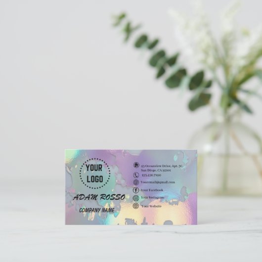 Holografisch opaal visitekaartje (Staand voorkant)