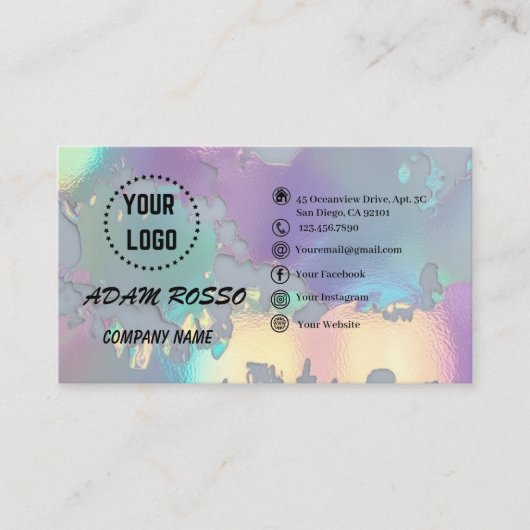 Holografisch opaal visitekaartje (Voorkant)