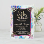 Holografisch opal, Border 50th Birthday Kaart (Staand voorkant)