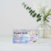 Holografisch opal Crystal Nail Tech-creditcard Visitekaartje (Staand voorkant)