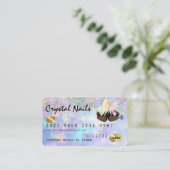 Holografisch opal Crystal Nail Tech-creditcard Visitekaartje (Staand voorkant)