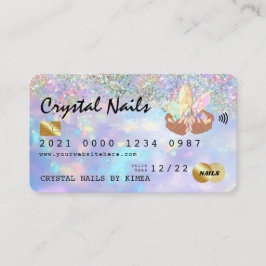 Holografisch opal Crystal Nail Tech-creditcard Visitekaartje
