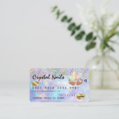 Holografisch opal Crystal Nail Tech-creditcard Visitekaartje (Staand voorkant)