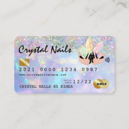 Holografisch opal Crystal Nail Tech-creditcard Visitekaartje