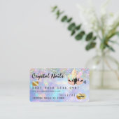 Holografisch opal Crystal Nail Tech-creditcard Visitekaartje (Staand voorkant)