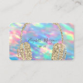 Holografisch opal Glitter Headphone DJ Visitekaartje (Voorkant)