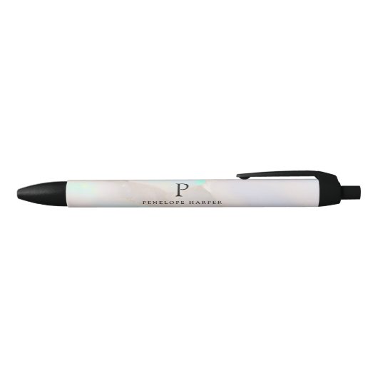 Holografisch Opal Iridiserend Monogram Chic Zwarte Inkt Pen (Bovenkant)