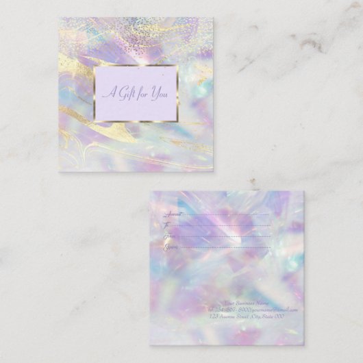  Holografisch, Opal, Lijst, Confetti Kortingskaartje (Voorkant / Achterkant)