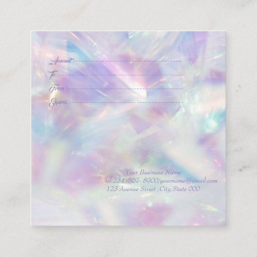  Holografisch, Opal, Lijst, Confetti Kortingskaartje (Achterkant)