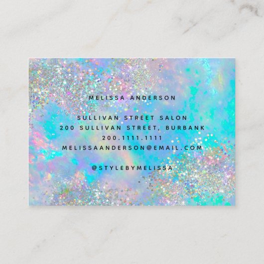 Holografisch opal steen Glitter Visitekaartje (Achterkant)