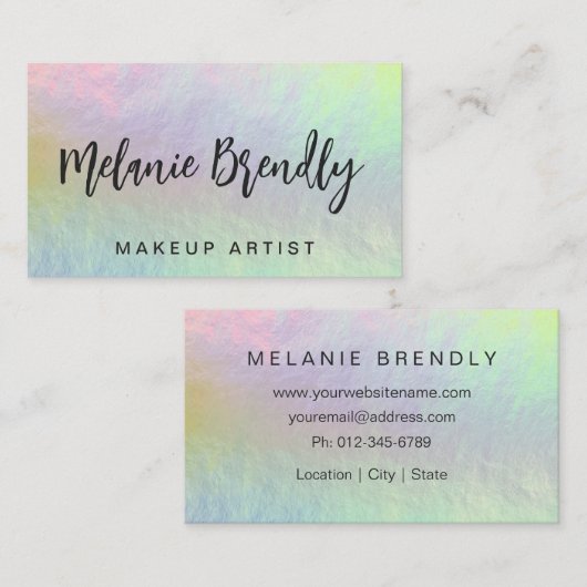 Holografisch Opal Stone Minimalistisch Visitekaart Visitekaartje (Voorkant / Achterkant)