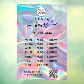 Holografisch openingsuren logo en QR-code Raamsticker (Vel 3)