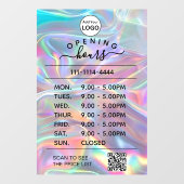 Holografisch openingsuren logo en QR-code Raamsticker (Vel)