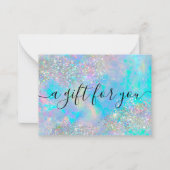 Holografisch optisch toon Glitter Cadeaucertificaa Notitiekaartje (Voorkant)