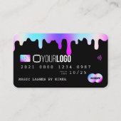 Holografisch Paars en roze Logo Visitekaartje (Voorkant)