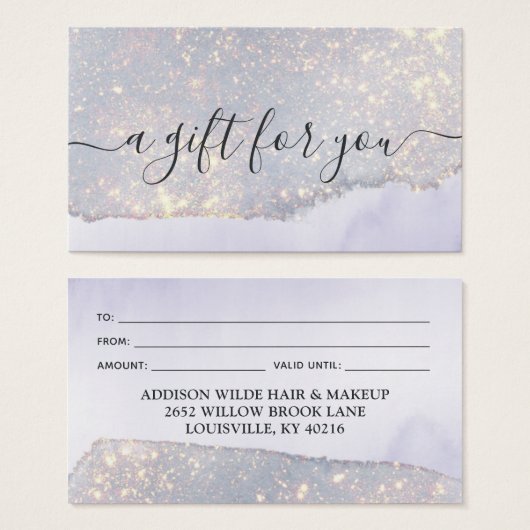 Holografisch Paars Glitter Luxe Gift Kaart (Voorkant /achterkant)