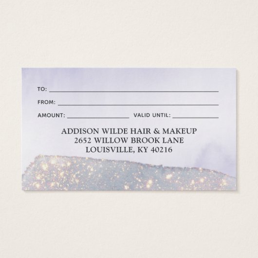 Holografisch Paars Glitter Luxe Gift Kaart (Achterkant)