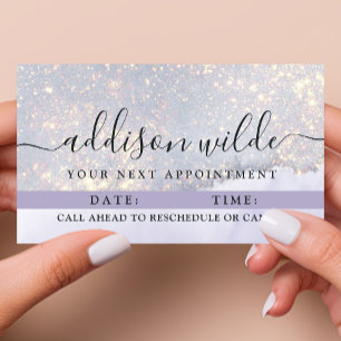 Holografisch Paars Glitter Luxe Glam Iridescent  Afsprakenkaartje