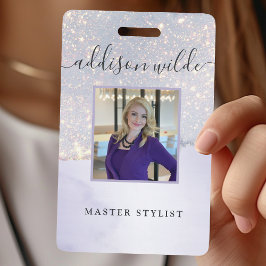 Holografisch Paars Glitter Luxury Glam Business ID Badge