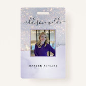 Holografisch Paars Glitter Luxury Glam Business ID Badge (Voorkant)