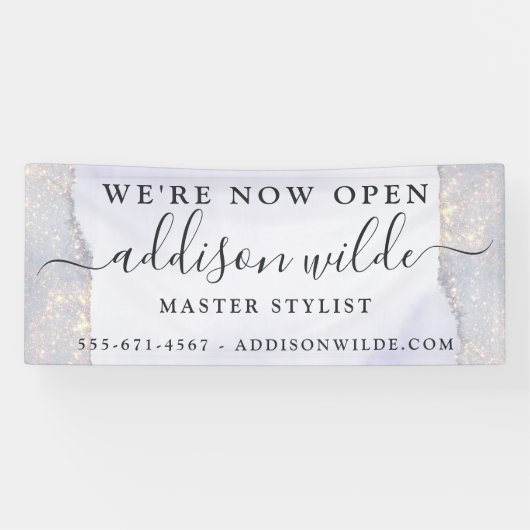 Holografisch Paars Glitter Luxury Glam Business Spandoek (Horizontaal)