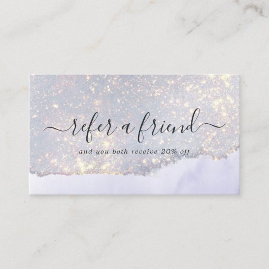 Holografisch Paars Glitter Luxury Glam Iridescent Aanbevelingskaartje (Voorkant)