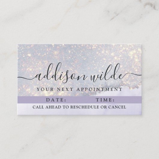 Holografisch Paars Glitter Luxury Glam Iridescent Afsprakenkaartje (Voorkant)