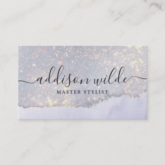 Holografisch Paars Glitter Luxury Glam Iridescent Visitekaartje (Voorkant)