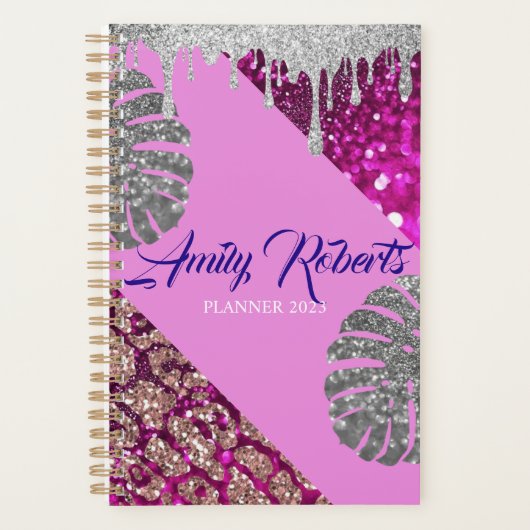 Holografisch Paars Glitter Luxury Glam Planner (Voorkant)