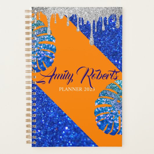 Holografisch Paars Glitter Luxury Glam Planner (Voorkant)